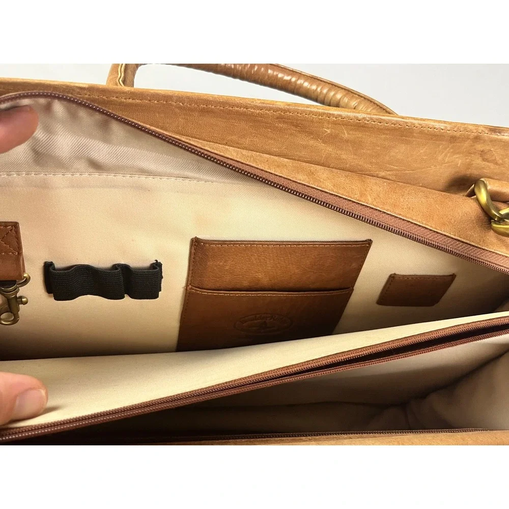 Boulder Ridge Tan Full Grain Cowhide Leather Briefcase Messenger Bag Laptop Case